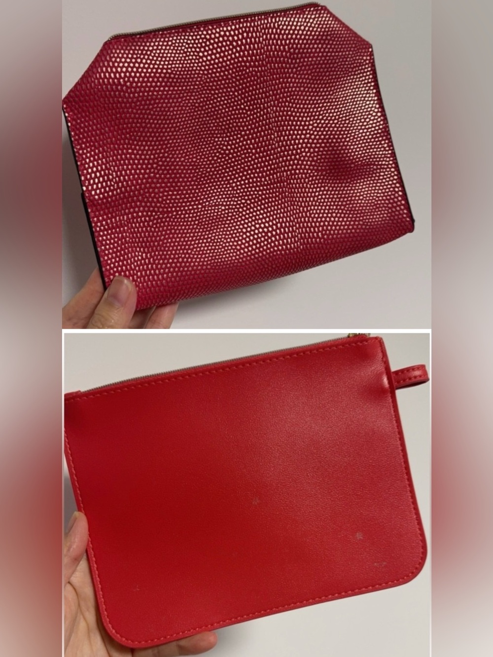 NEW 2 estee lauder red lizard Faux Leather cosmetics travel bag/makeup bag